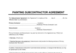 Painting Subcontractor Agreement Template