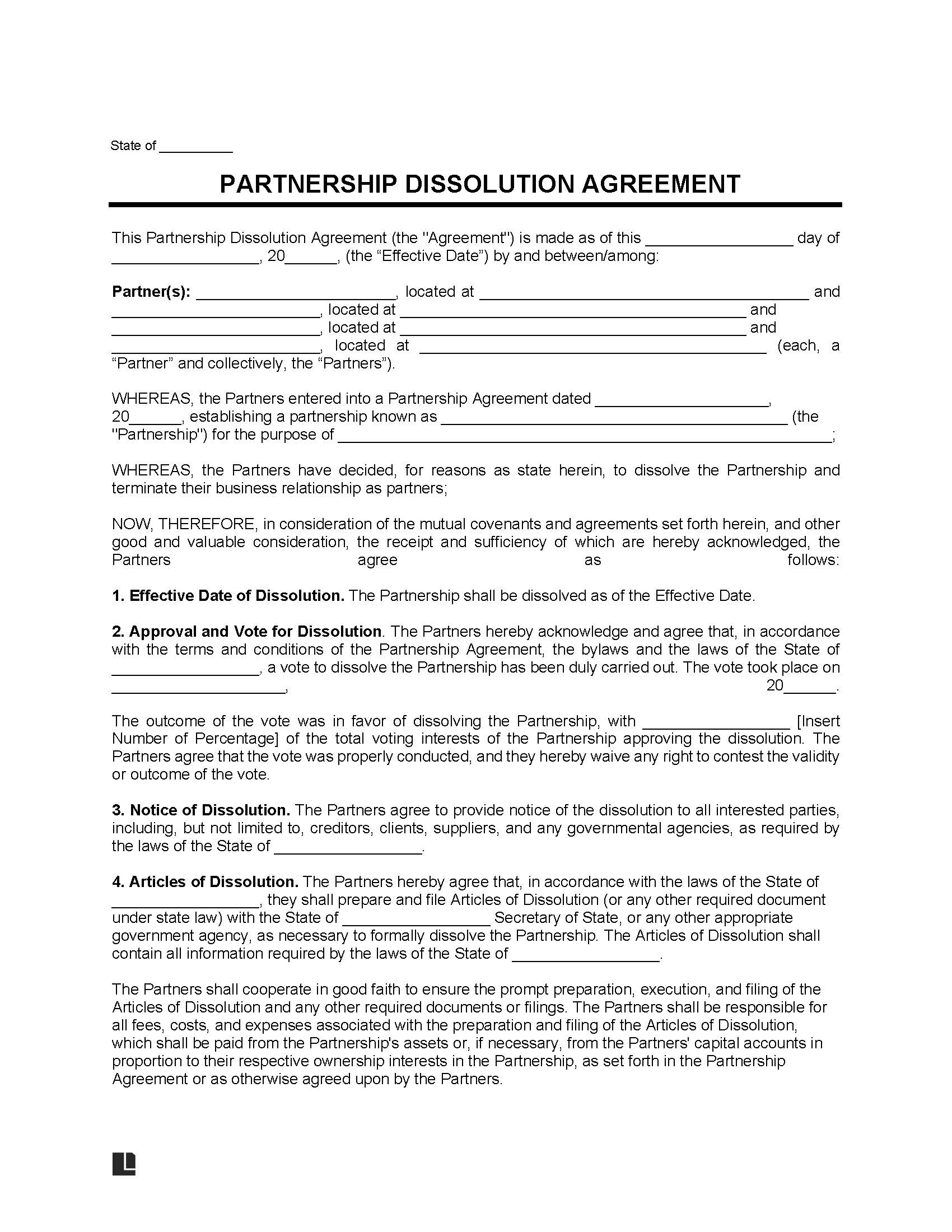 Partnership Dissolution Agreement