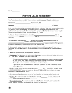 Pasture Lease Agreement