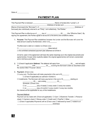 Payment Plan Agreement Template
