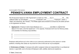 Pennsylvania Employment Contract Template