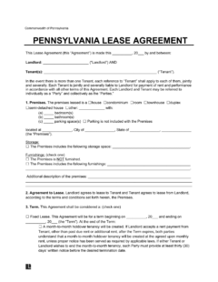 Pennsylvania Lease Agreement Template