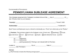 Pennsylvania Sublease Agreement Template