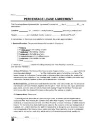 Percentage Lease Agreement Template