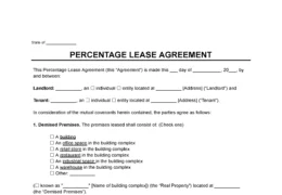Percentage Lease Agreement Template