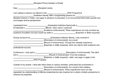 PhD Letter of Intent Template