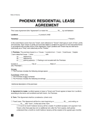 Phoenix Residential Lease Agreement Template