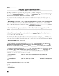 Photo Booth Lease Contract Template