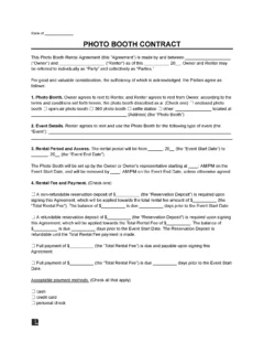 Photo Booth Lease Contract Template