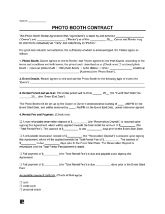 Photo Booth Lease Contract Template