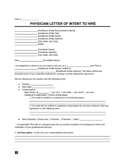 Physician Letter of Intent