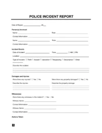 Police Incident Report form