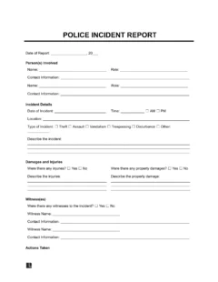 Police Incident Report form