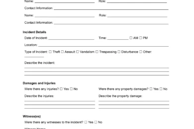 Police Incident Report form