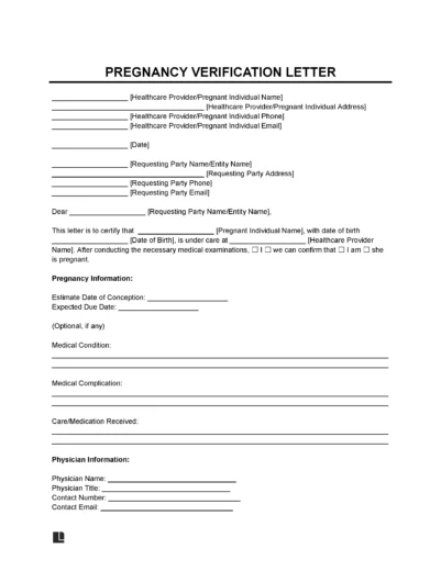Pregnancy Verification Letter Template