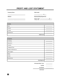 Profit and Loss Statement