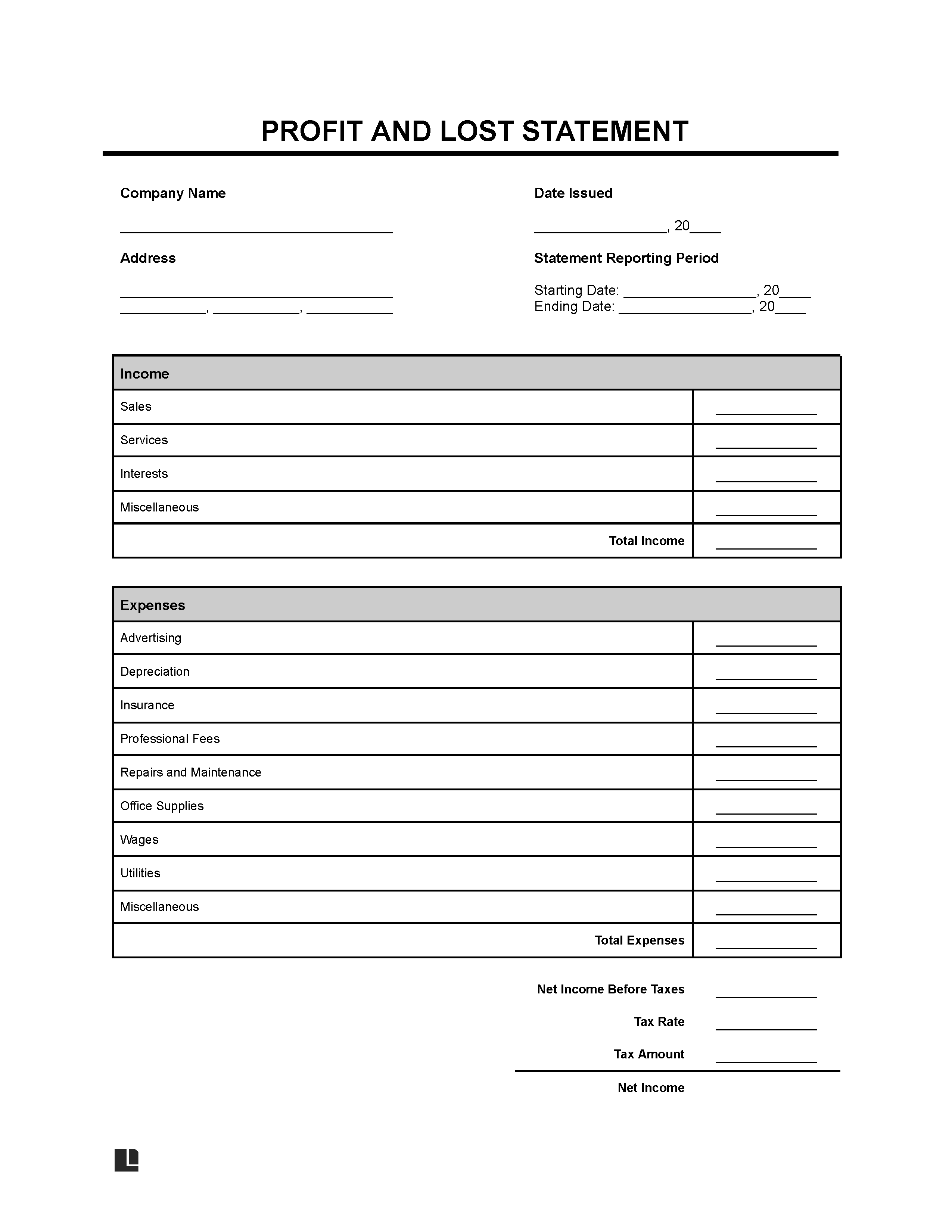 Profit and Loss Statement