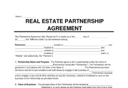 real estate partnership agreement template