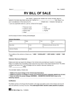 RV Bill of Sale