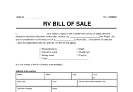 RV Bill of Sale