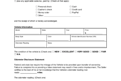 RV Bill of Sale