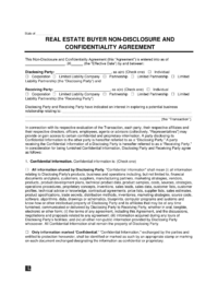 Real Estate Buyer Non-Disclosure Agreement