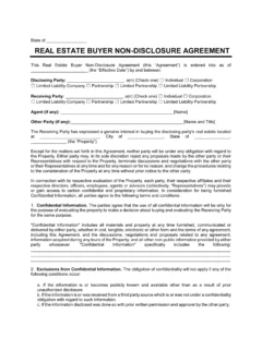 Real Estate Buyer Non-Disclosure Agreement