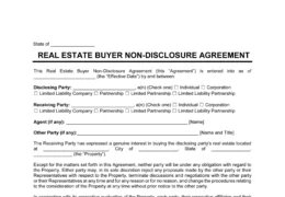 Real Estate Buyer Non-Disclosure Agreement