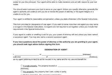 Real Estate Power of Attorney Template