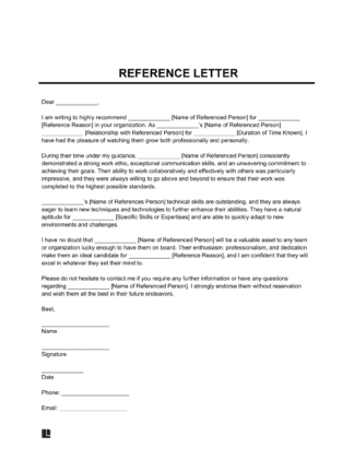 Reference Letter Template
