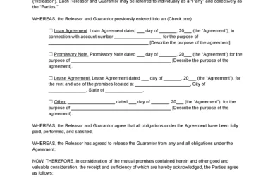 Release of Guarantee