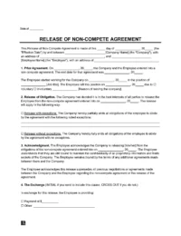 Release of Non-compete Agreement