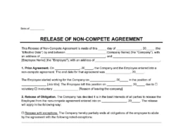 Release of Non-compete Agreement