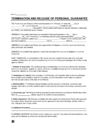 Release of Personal Guarantee Form