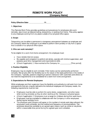 Remote Work Policy Template
