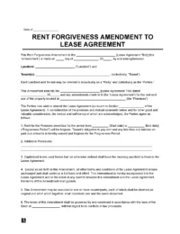 Rent Forgiveness Lease Amendment Template