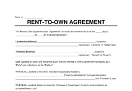 Rent to Own Lease Agreement Template