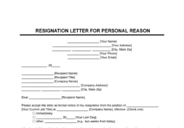 Resignation Letter for Personal Reasons