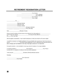 Retirement Resignation Letter Template