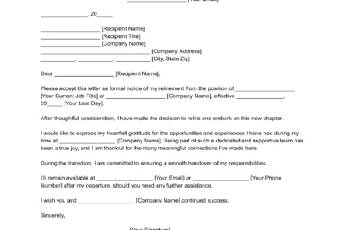 Retirement Resignation Letter Template