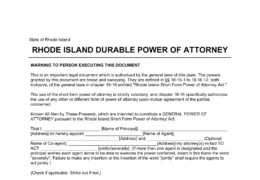 Rhode Island Durable Statutory Power of Attorney Form