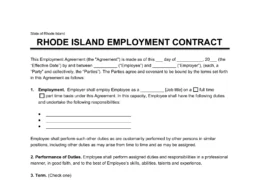 Rhode Island Employment Contract Template