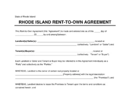 Rhode Island Rent-to-Own Lease Agreement