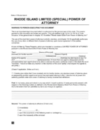 Rhode Island Limited Power of Attorney Form