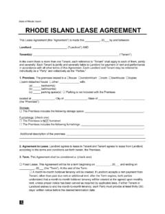 Rhode Island Standard Residential Lease Agreement