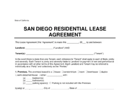 San Diego Residential Lease Agreement Template