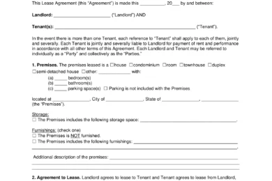 San Francisco Residential Lease Agreement Template