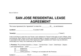 San Jose Residential Lease Agreement Template