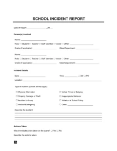 School incident report template