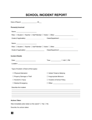 School incident report template